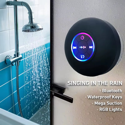 AquaBeat Mini: Waterproof LED Bluetooth Speaker with Powerful Sound & Suction Cup Mount