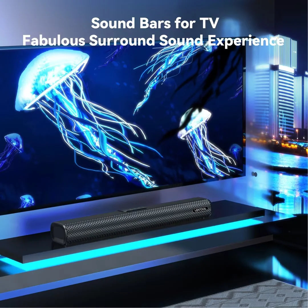 S20L Sound Bars for TV, 3D Surround Sound System TV Sound Bar, 2.1 Ch Home Theater Audio with Built-In Subwoofer,50W TV Speakers | HDMI ARC, Bluetooth, Optical, RCA, USB & AUX Wall Mountable