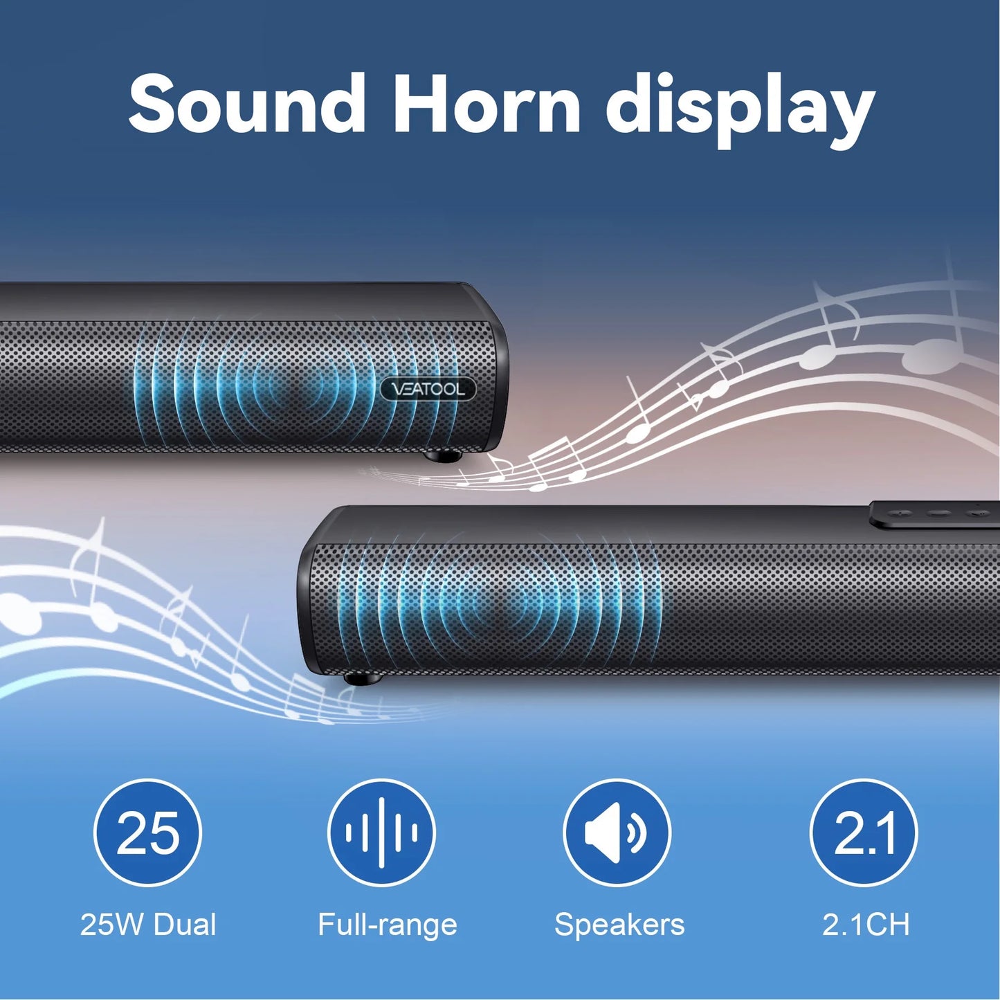 S20L Sound Bars for TV, 3D Surround Sound System TV Sound Bar, 2.1 Ch Home Theater Audio with Built-In Subwoofer,50W TV Speakers | HDMI ARC, Bluetooth, Optical, RCA, USB & AUX Wall Mountable