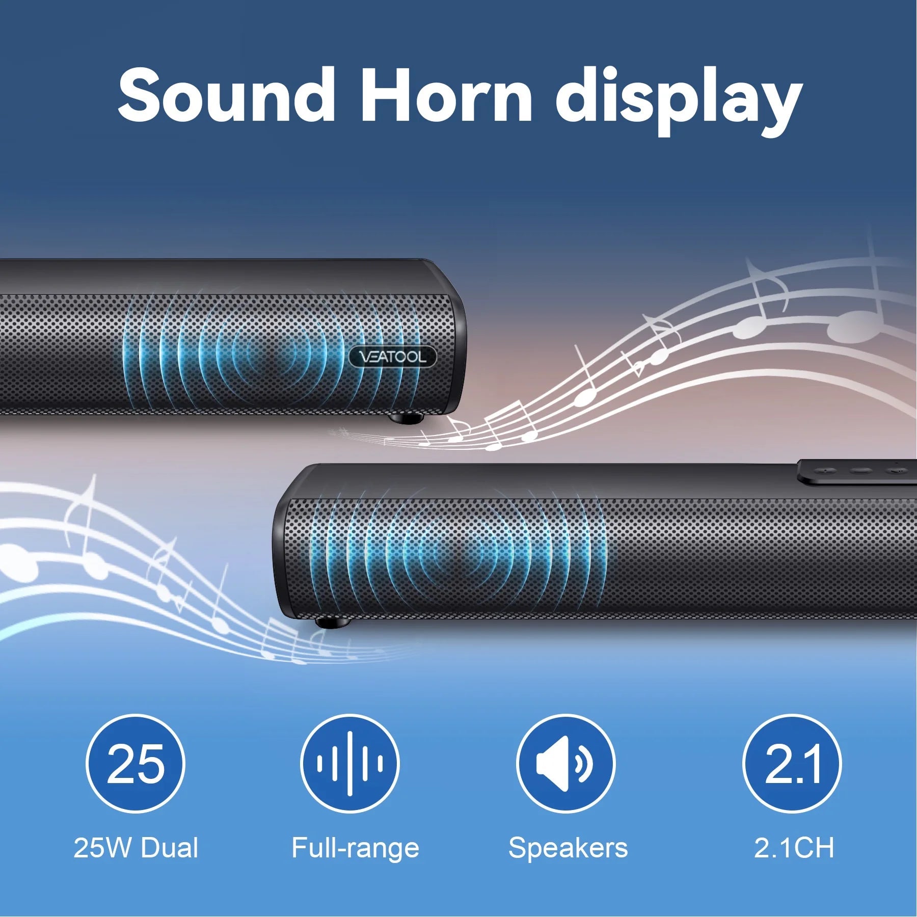S20L Sound Bars for TV, 3D Surround Sound System TV Sound Bar, 2.1 Ch Home Theater Audio with Built-In Subwoofer,50W TV Speakers | HDMI ARC, Bluetooth, Optical, RCA, USB & AUX Wall Mountable